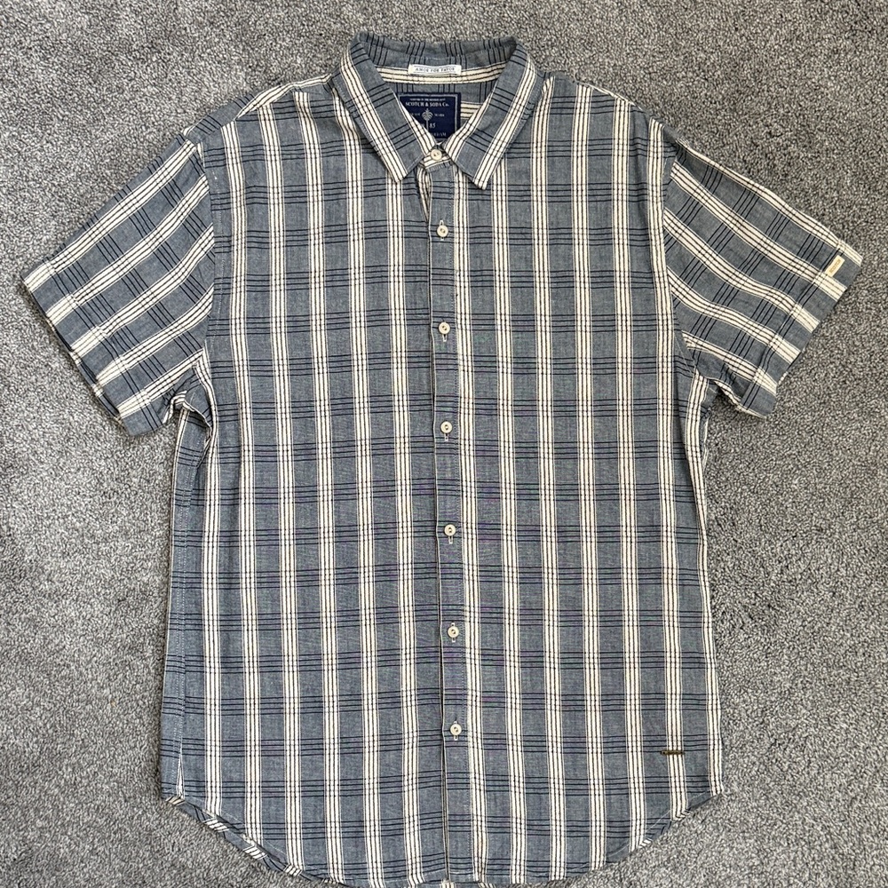 Scotch and Soda Men's Blue Plaid Shirt